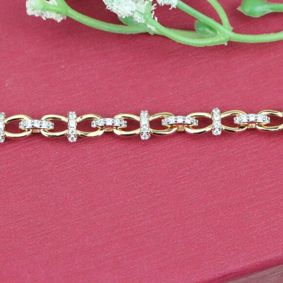 "Elegant Rose Gold Bracelet with Sparkling Link Detailing, XPBL0839 - Picture 11 of 12